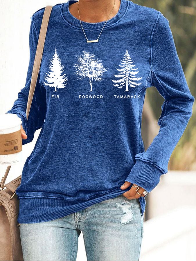 Women's Fashion Casual Retro FDT Tree Sweatshirt