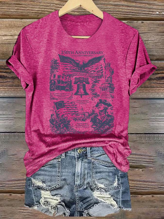 Women's Retro USA 250th Anniversary Print T-Shirt