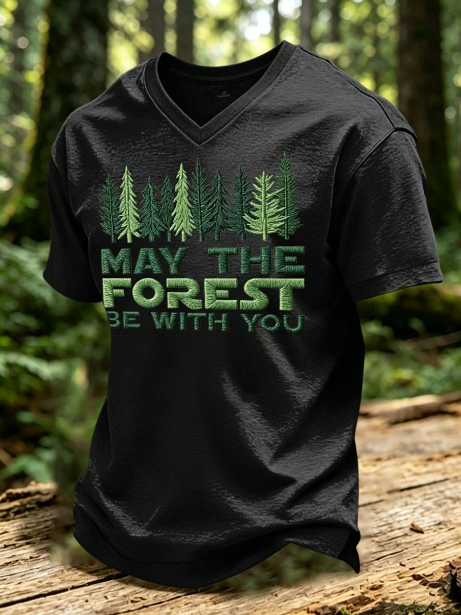 Men's May The Forest Be With You Print Casual T-Shirt