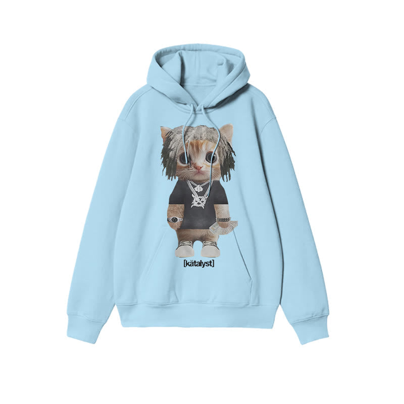 Unisex Street Style Cat Print Hoodie