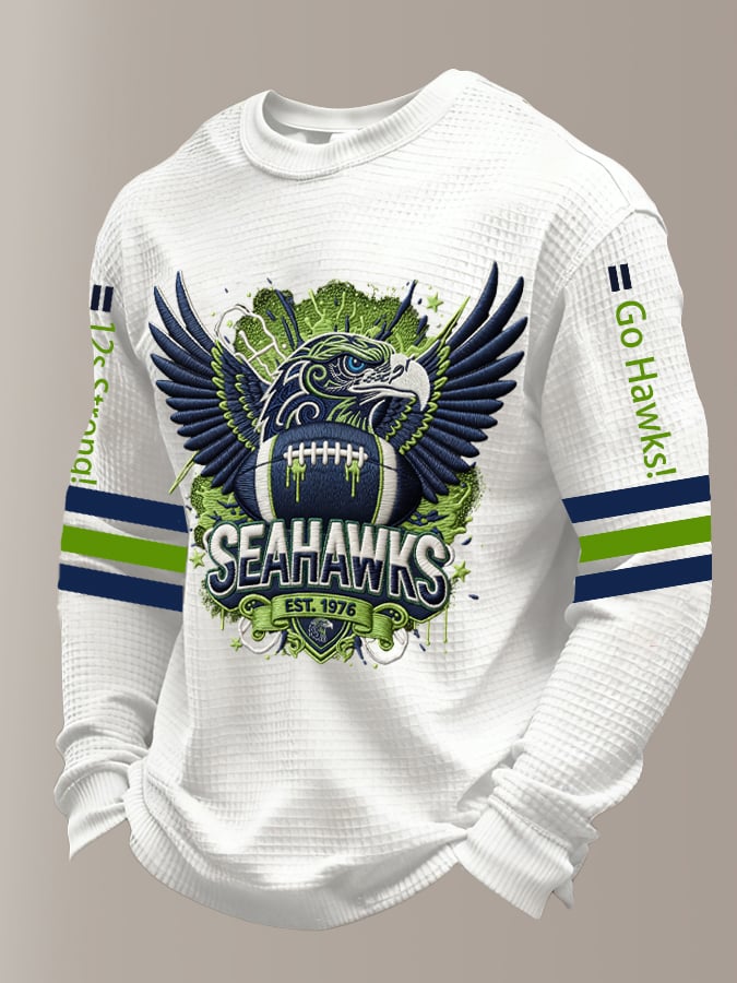 Men's Retro Football Print Casual Long-Sleeved Top