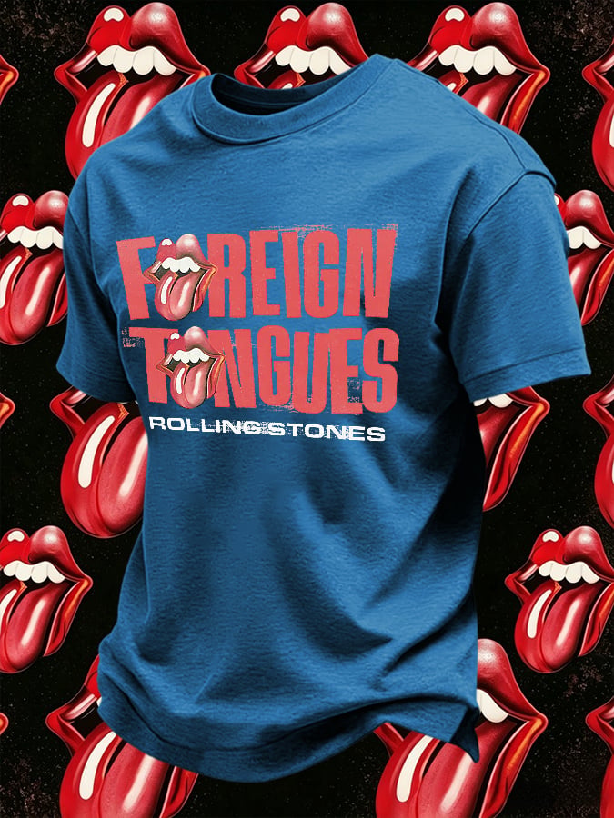 Men's Retro Foreign Tongues Print T-Shirt