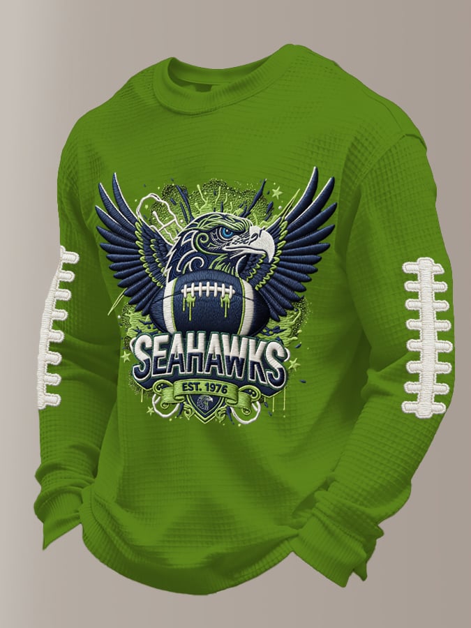 Men's Retro Football Print Casual Long-Sleeved Top