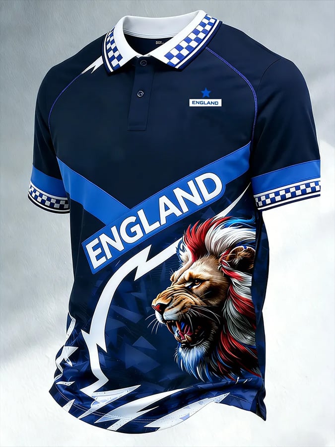 Men's Casual British Veteran-Style Printed Polo Shirt