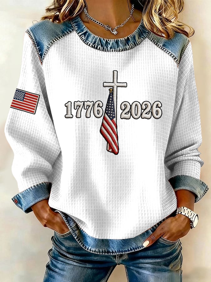 Women'S Retro 250th Anniversary 1776-2026 Print Sweatshirt