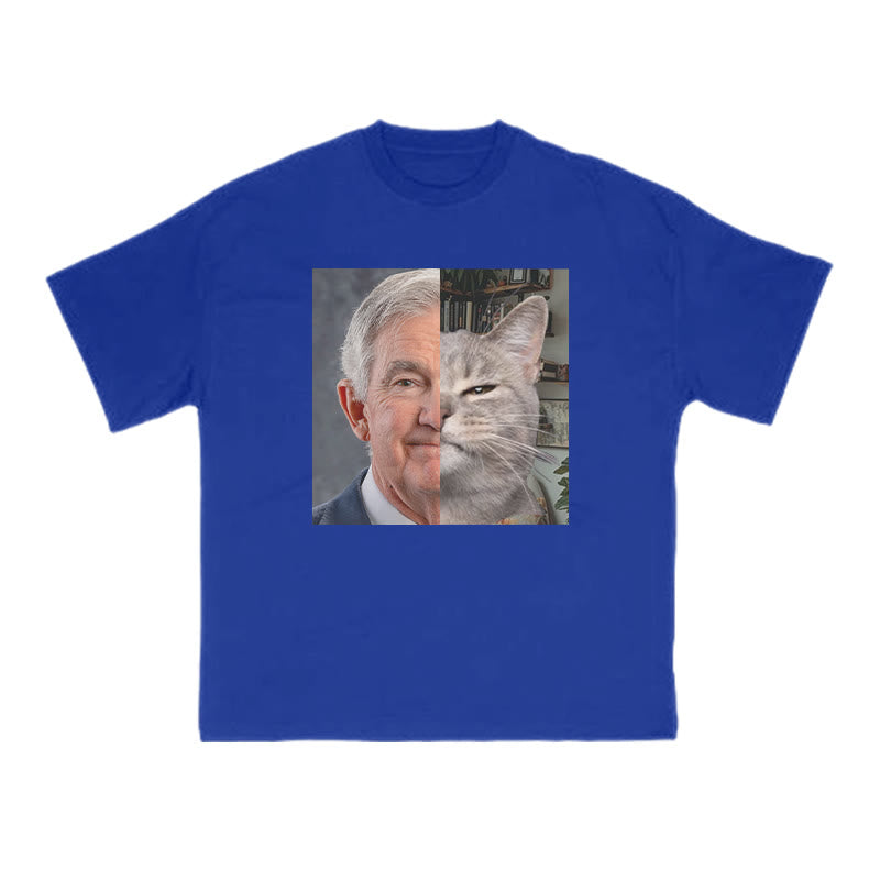 Unisex Cute Cat Patchwork Print T-shirt