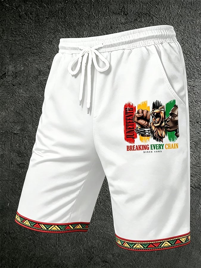 Men's Juneteenth Breaking Every Chain Print Shorts