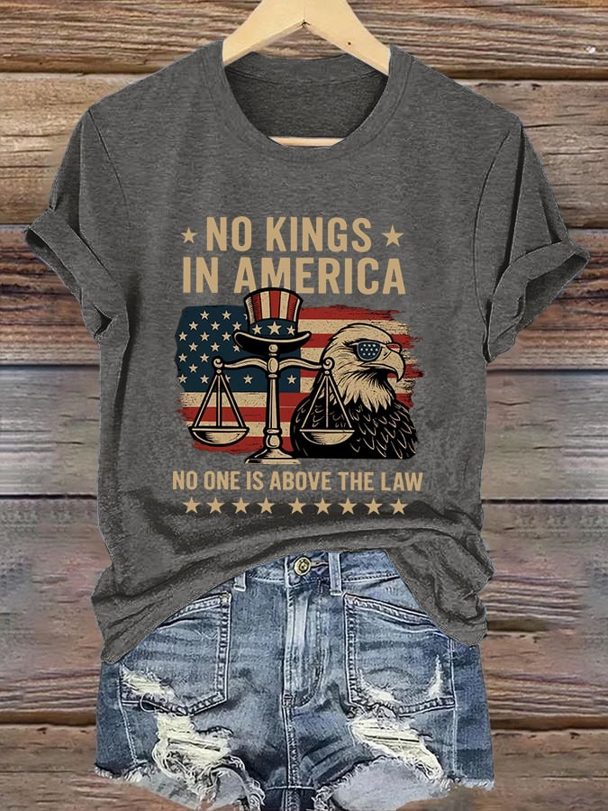 Retro No Kings In America No One Is Above The Law Print T-Shirt