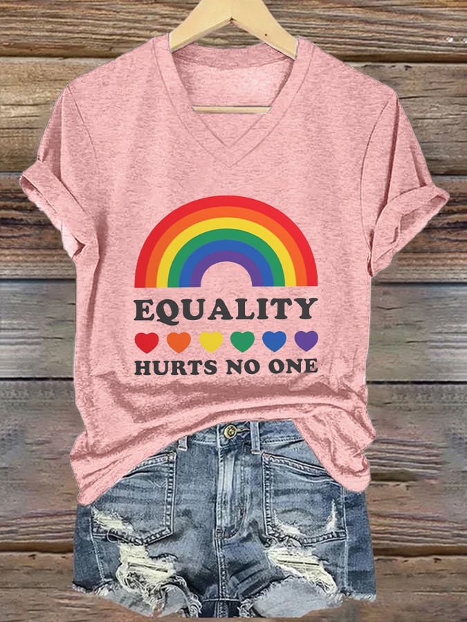 Women's Equality Hurts No One Print V-Neck T-Shirt