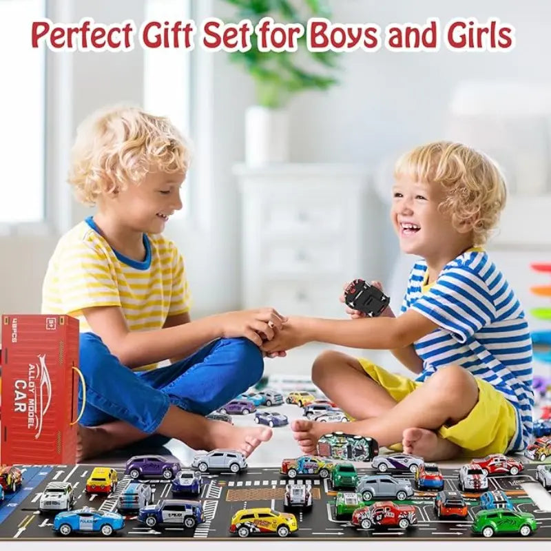 48-Piece Pull-Back Car Toy Set with Storage Box – Race Car Collection for Boys and Girls – Fun Toy Cars for Kids