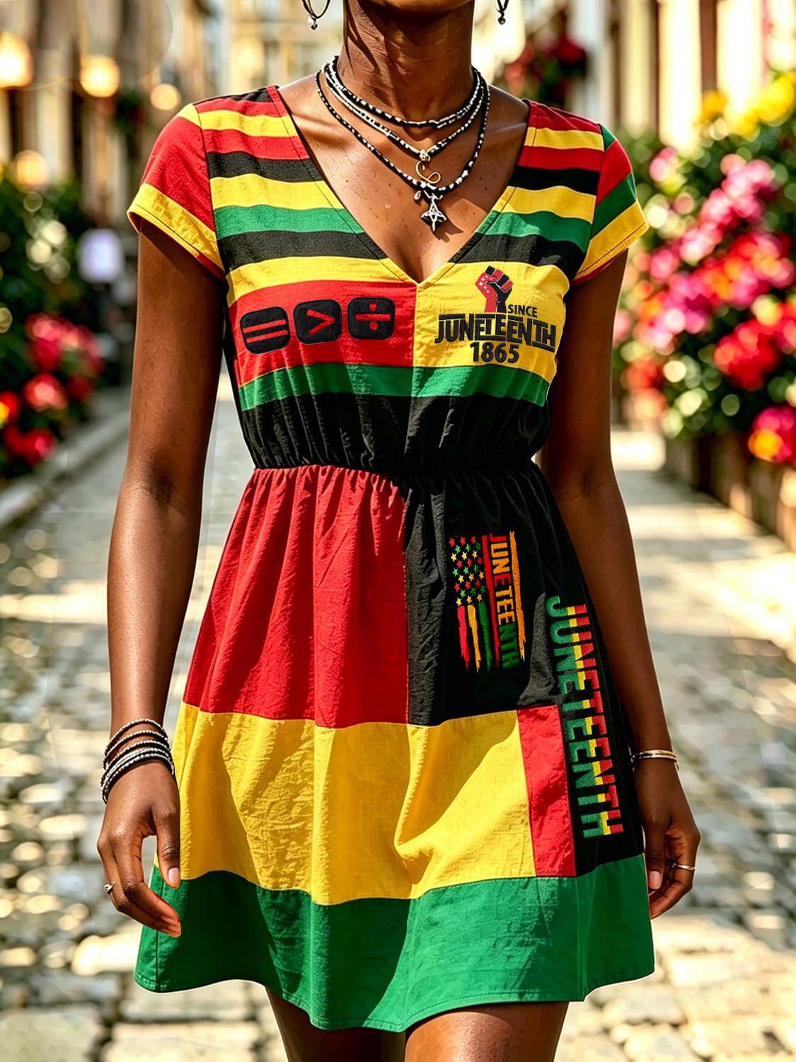 African American Women's Juneteenth Print Dress