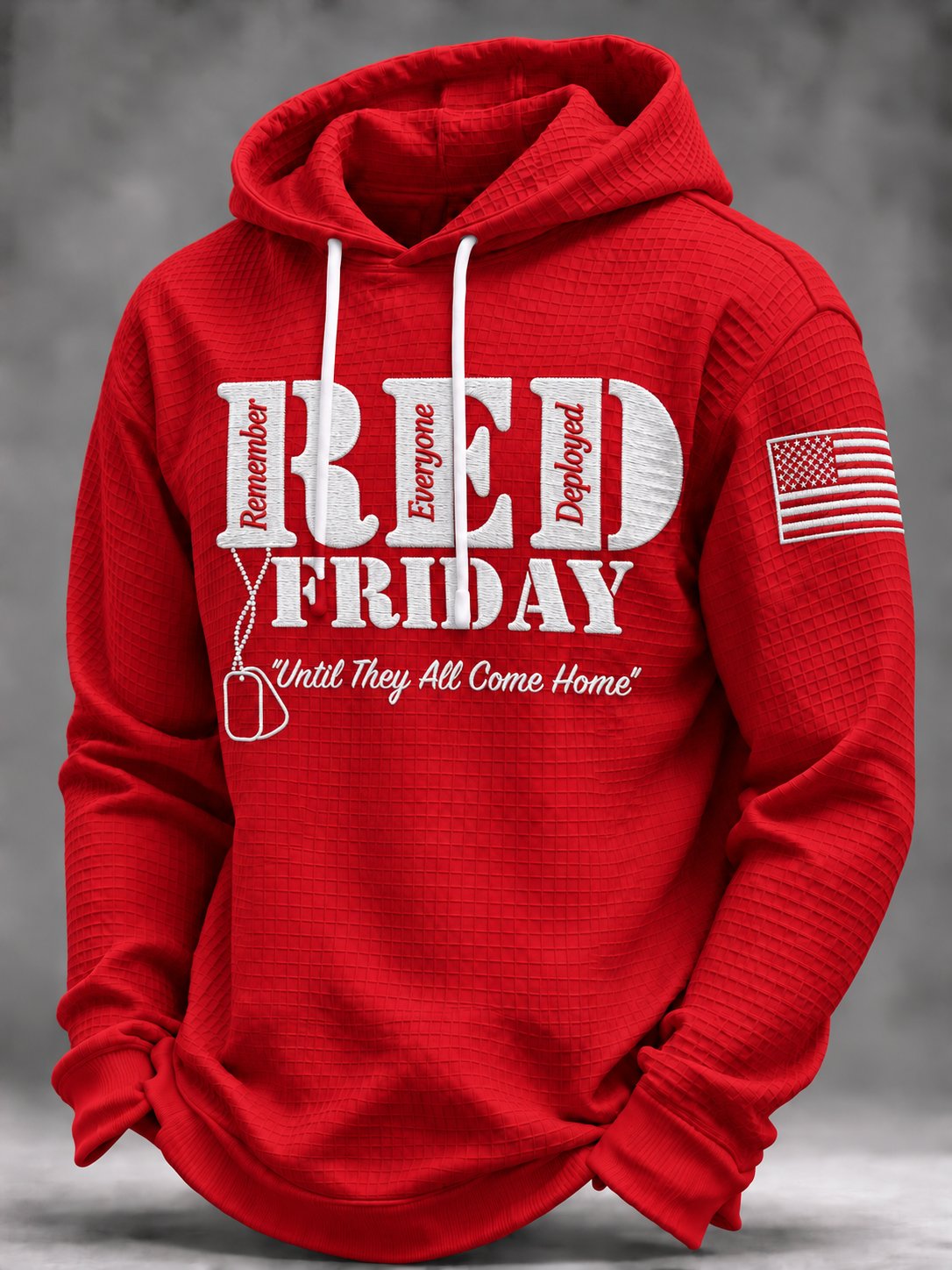 Men's Red Friday Printed Waffle Hoodie