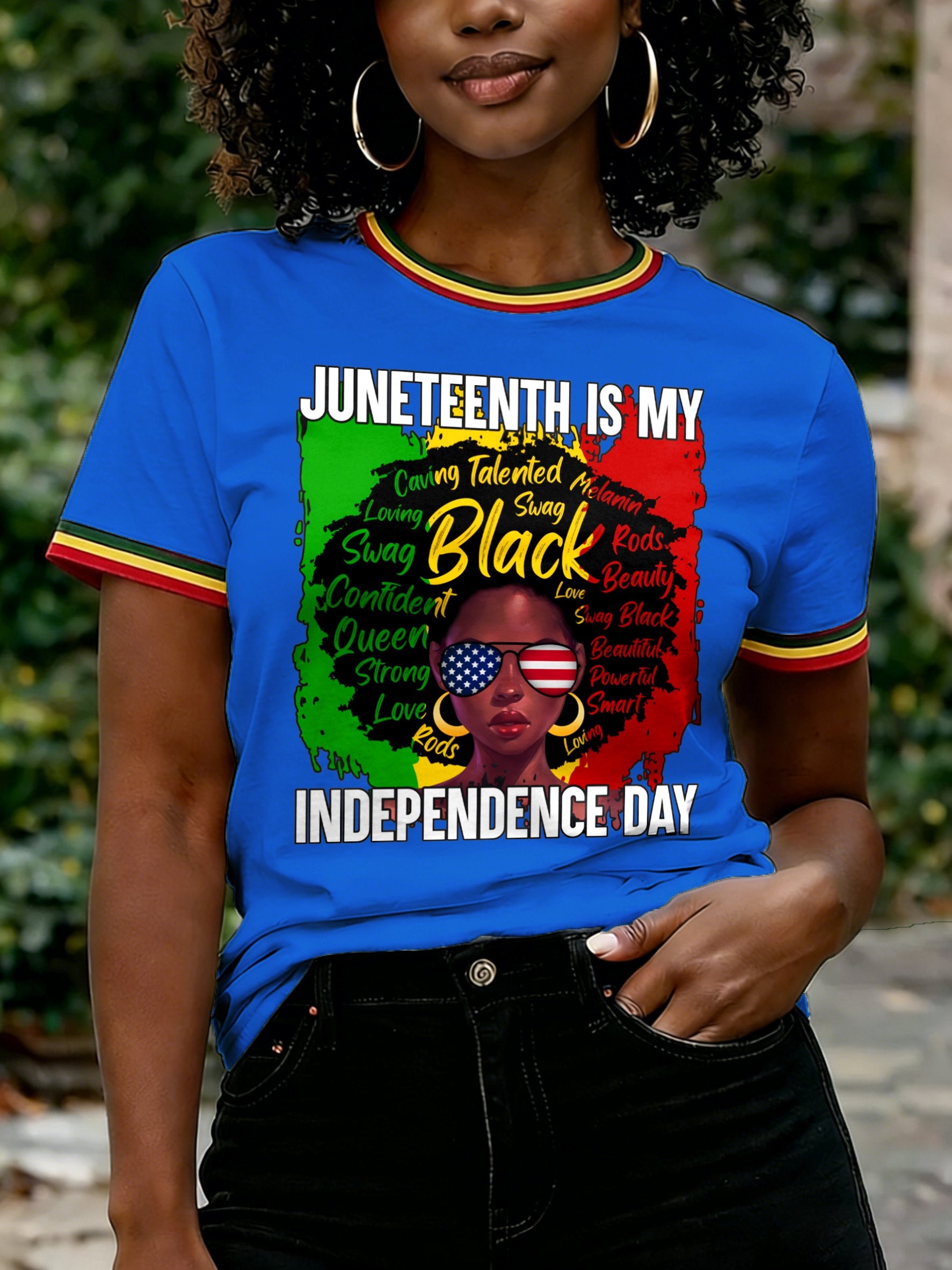 Women's Juneteenth Is My Independence Day Print Casual T-shirt