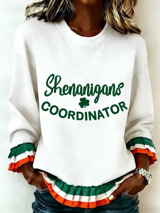 Women's Retro Shenanigans Coordinator St Patrick's Day Print Sweatshirt