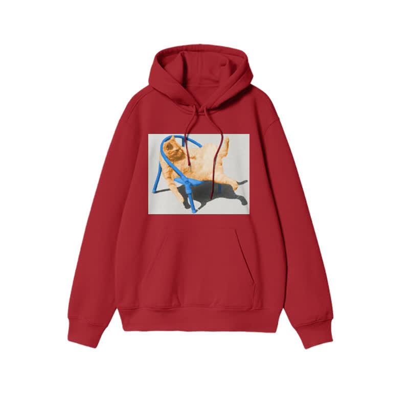 Unisex Cat Lying Flat Print Hoodie