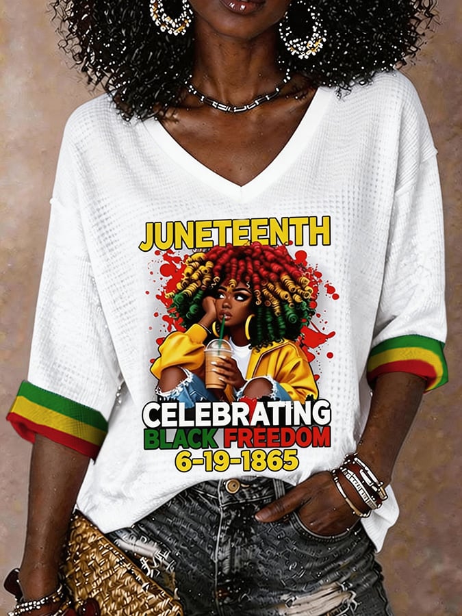 Juneteenth Celebrates The Freedom Of Black People June 19, 1865. Women'S Juneteenth Printed T-Shirt