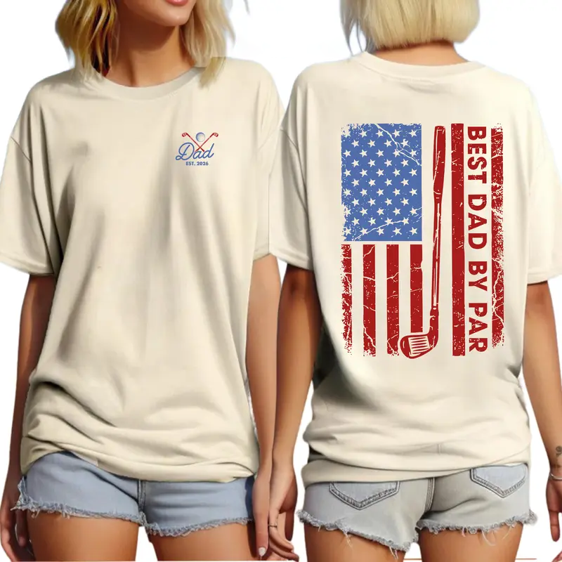 Unisex Best Dad Golf Patriotic Design T-shirt