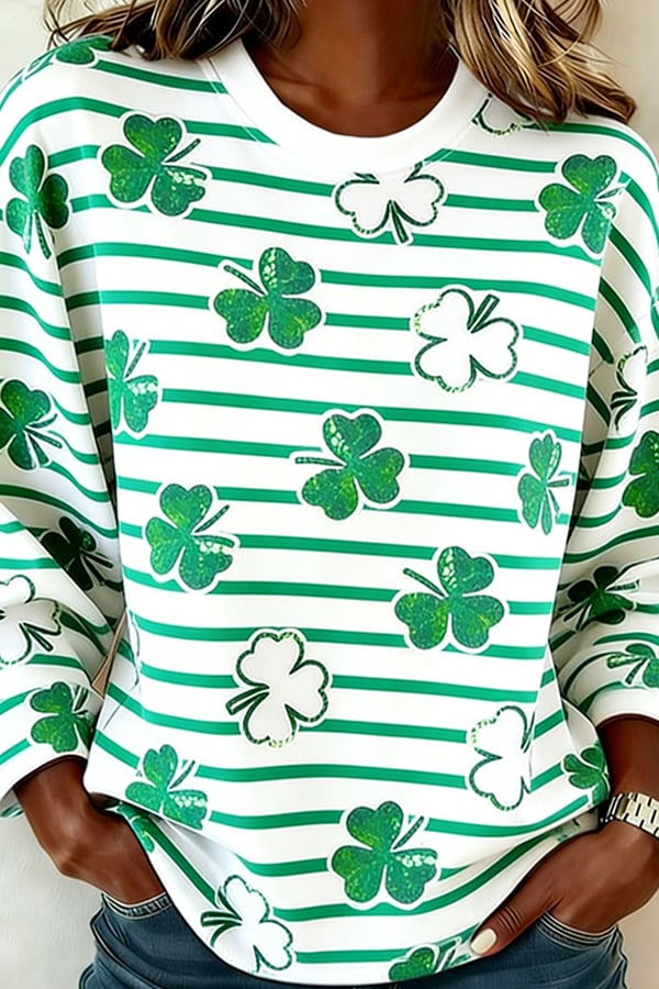 Women's Retro Print Long-Sleeve Sweatshirt