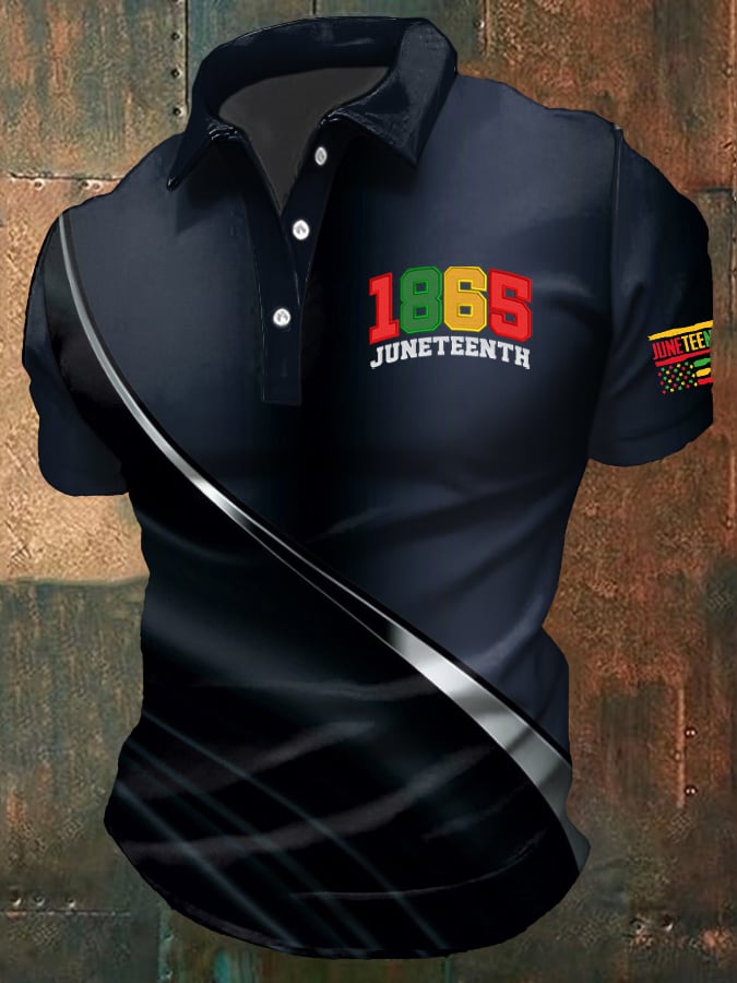 Men's Juneteenth Print Casual Polo Shirt
