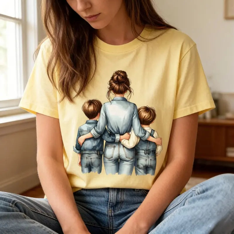 Mother's Warm Pattern Printed T-shirt