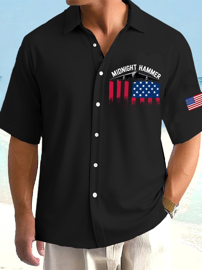 Men's Midnight Hammer Operation B-2 Spirit Print Short Sleeve Shirt