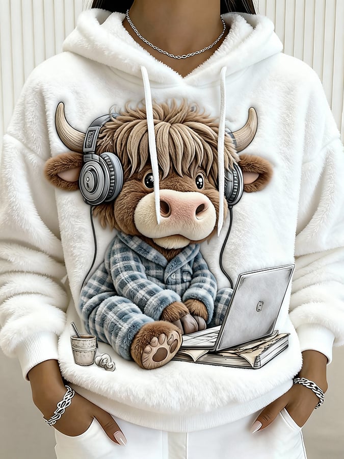 Women's Animal Highland Cow Print Sweatshirt