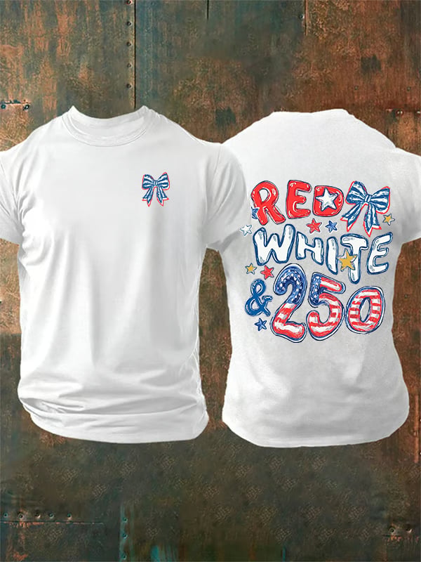 Men's RED WHITE &250 Print T-Shirt