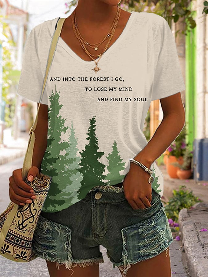 Women's National Park Protection Print V-Neck T-Shirt