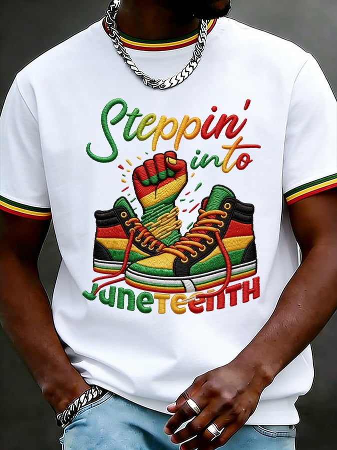 Men's Stepping Into Juneteenth Printed Casual T-shirt