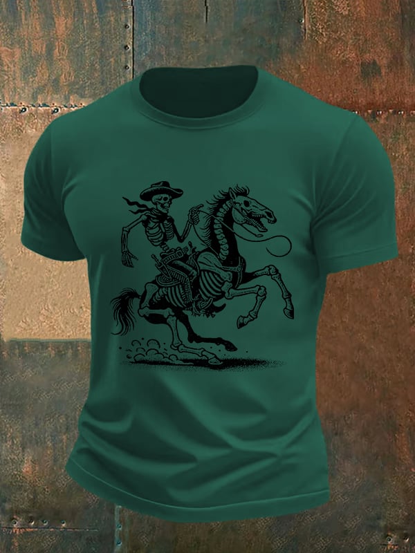 Men's Cowboy Skull FDT Print Casual T-shirt