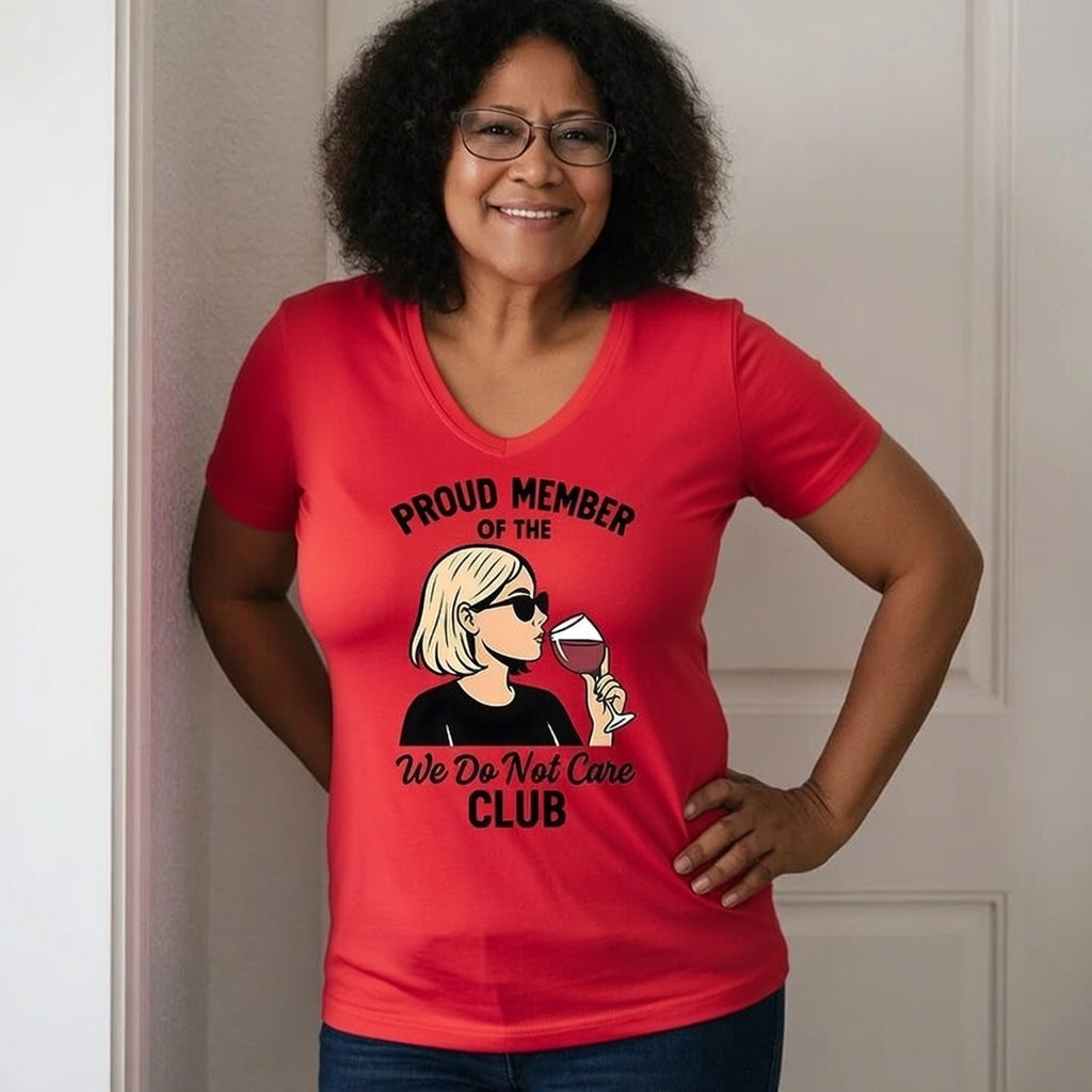 V-Neck Retro Funny Proud Member Of We Do Not Care Menopause Perimenopause Print T-Shirt