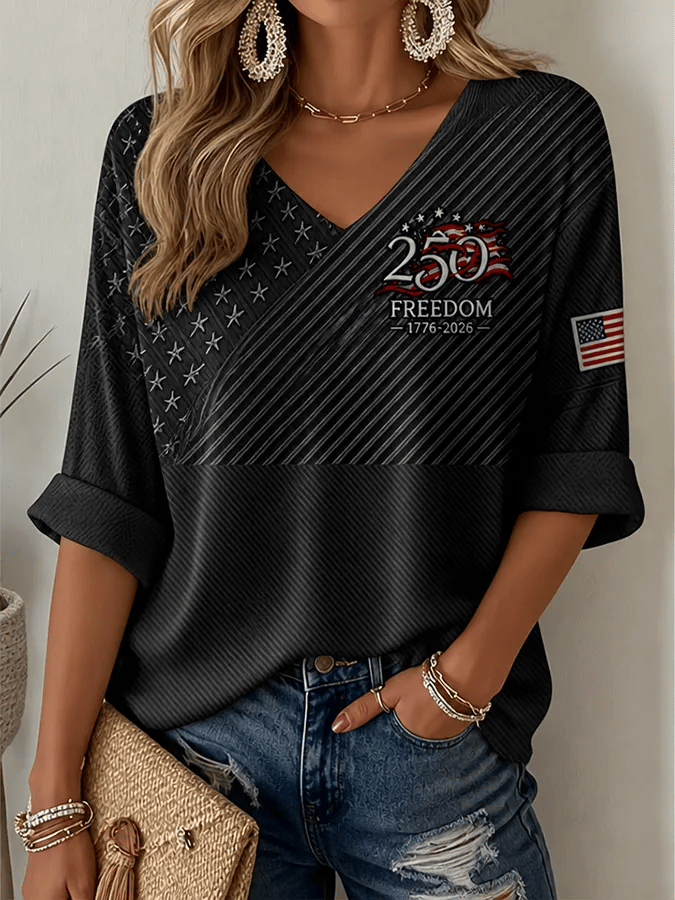 Women's USA1776-2026 Freedom Print Casual Top