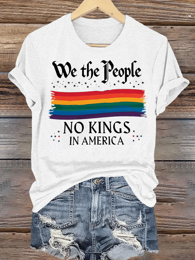 Women's We the People NO KINGS IN AMERICA Printed Casual T-Shirt