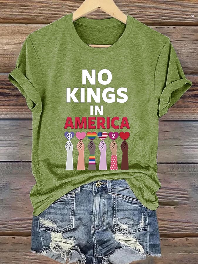 Women's No Kings In America Print Caasual T-shirt