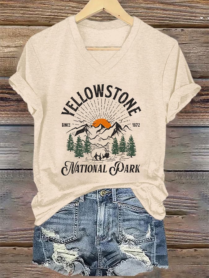 Women's National Park Print Casual T-Shirt