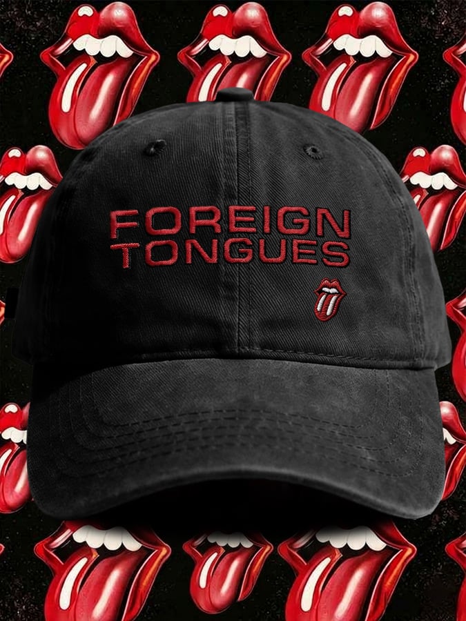 Retro Foreign Tongues Print Baseball Cap