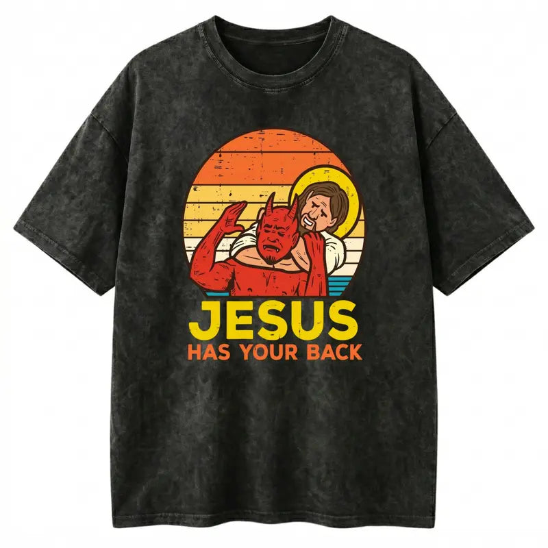 Unisex Washed "Jesus Has Your Back" Jiu-Jitsu T-Shirt