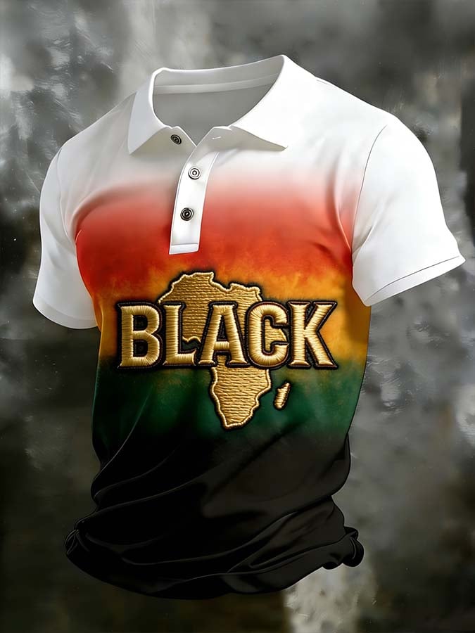 Men's Juneteenth Print Short-Sleeve Polo Shirt