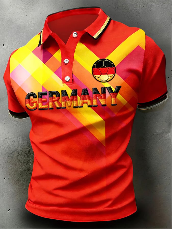 Lässiges Herren-Poloshirt mit deutschem Fußball-Print
