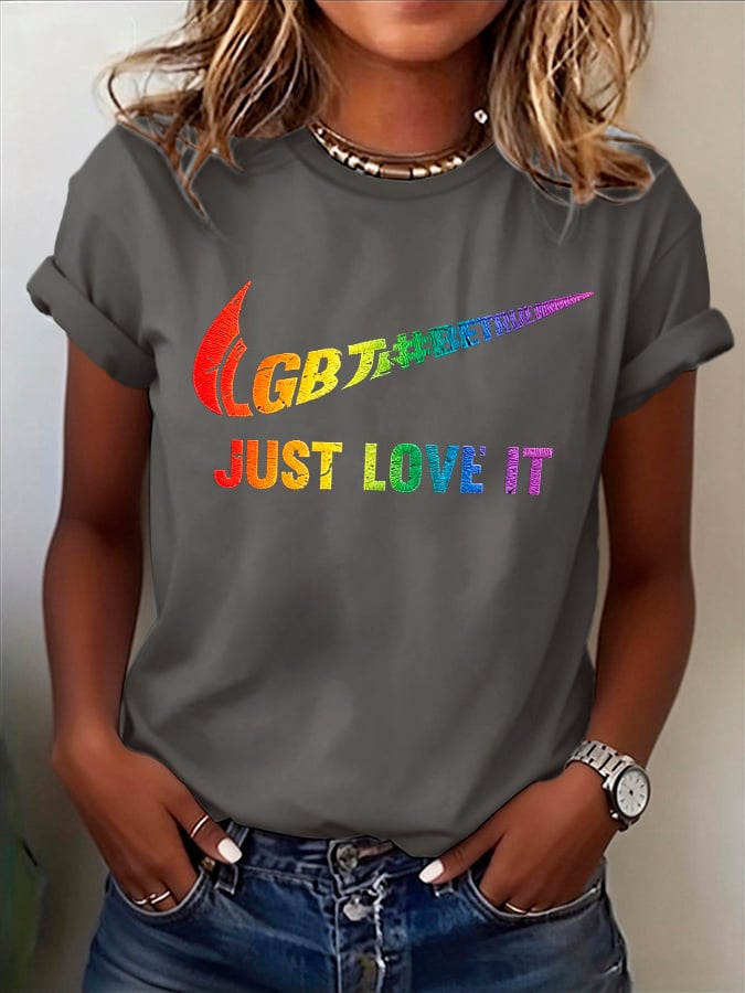 Retro Pride Parade Be True Just Love It Print T-Shirt
