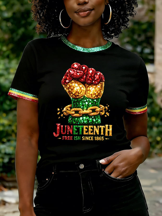 Women's Juneteenth Free-ish Since 1865 Print Casual T-shirt