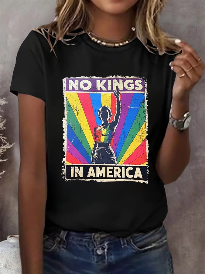 No Kings In America Print T-shirt