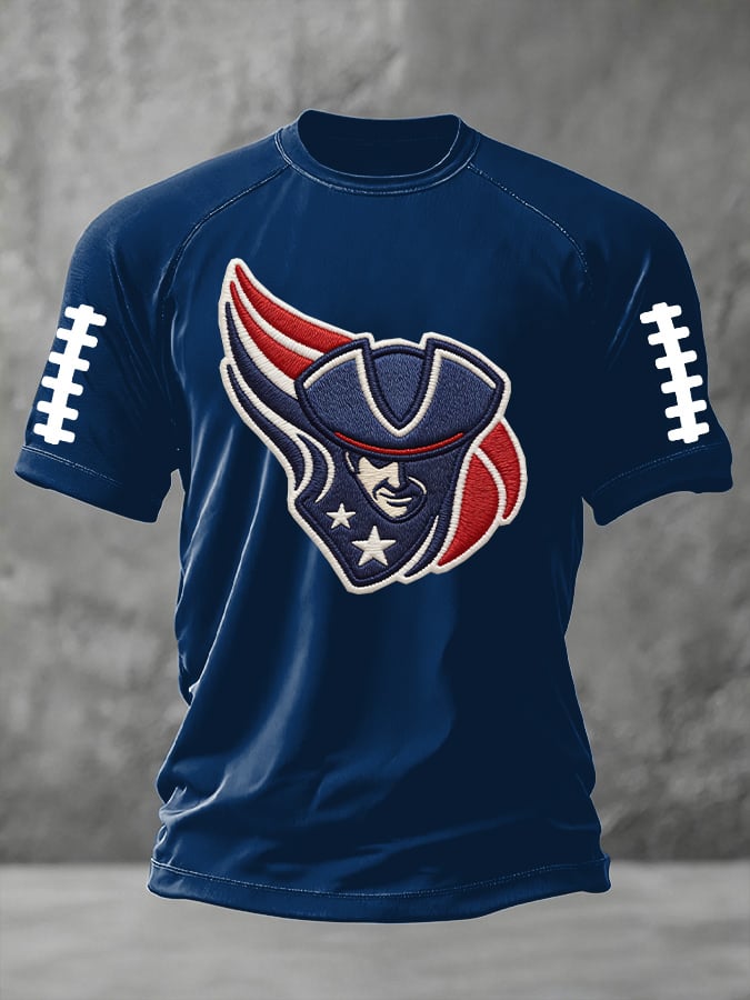 Men's football print short-sleeved T-shirt