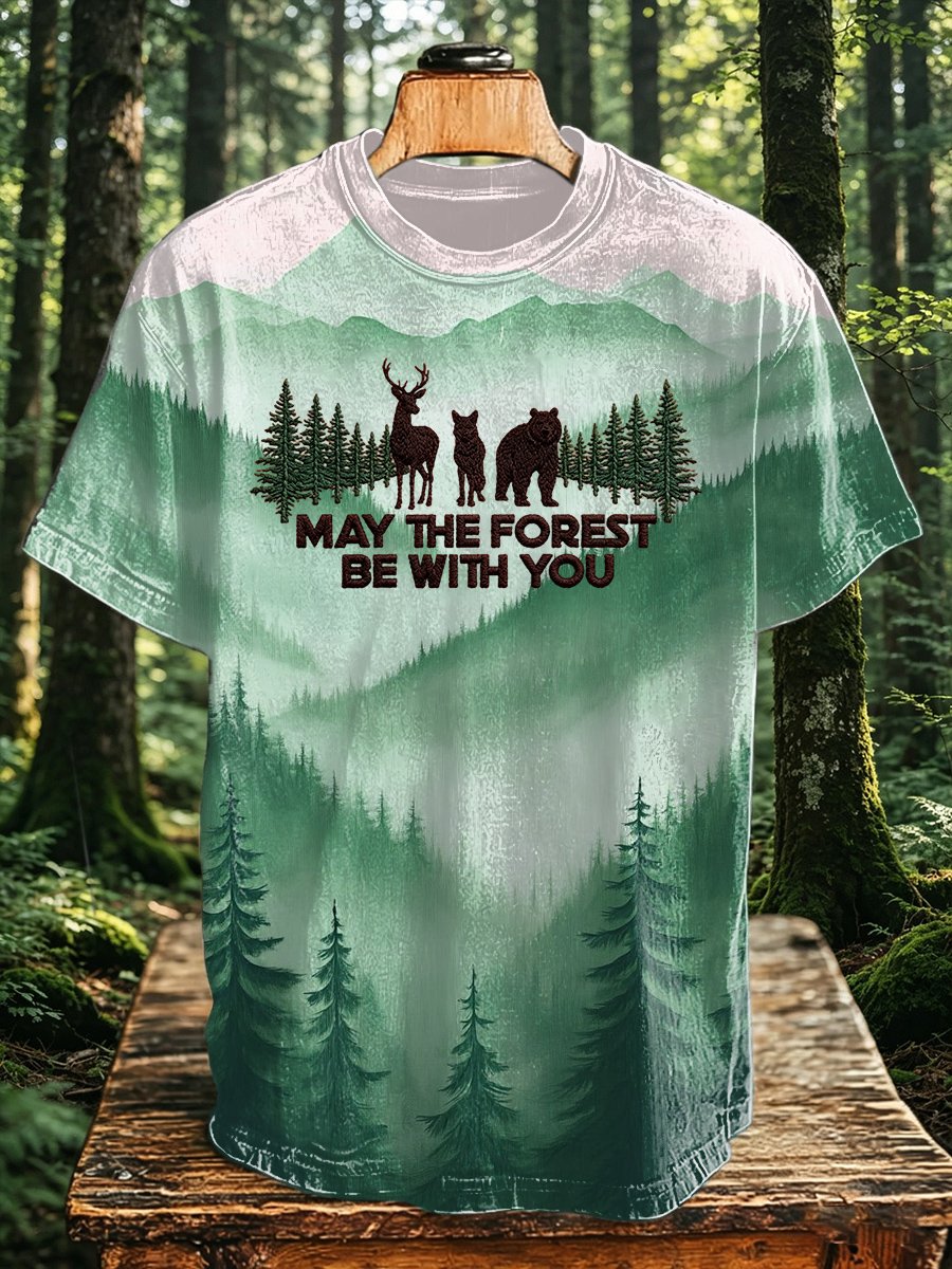 Men's May The Forest Be With You Printed Casual T-Shirt