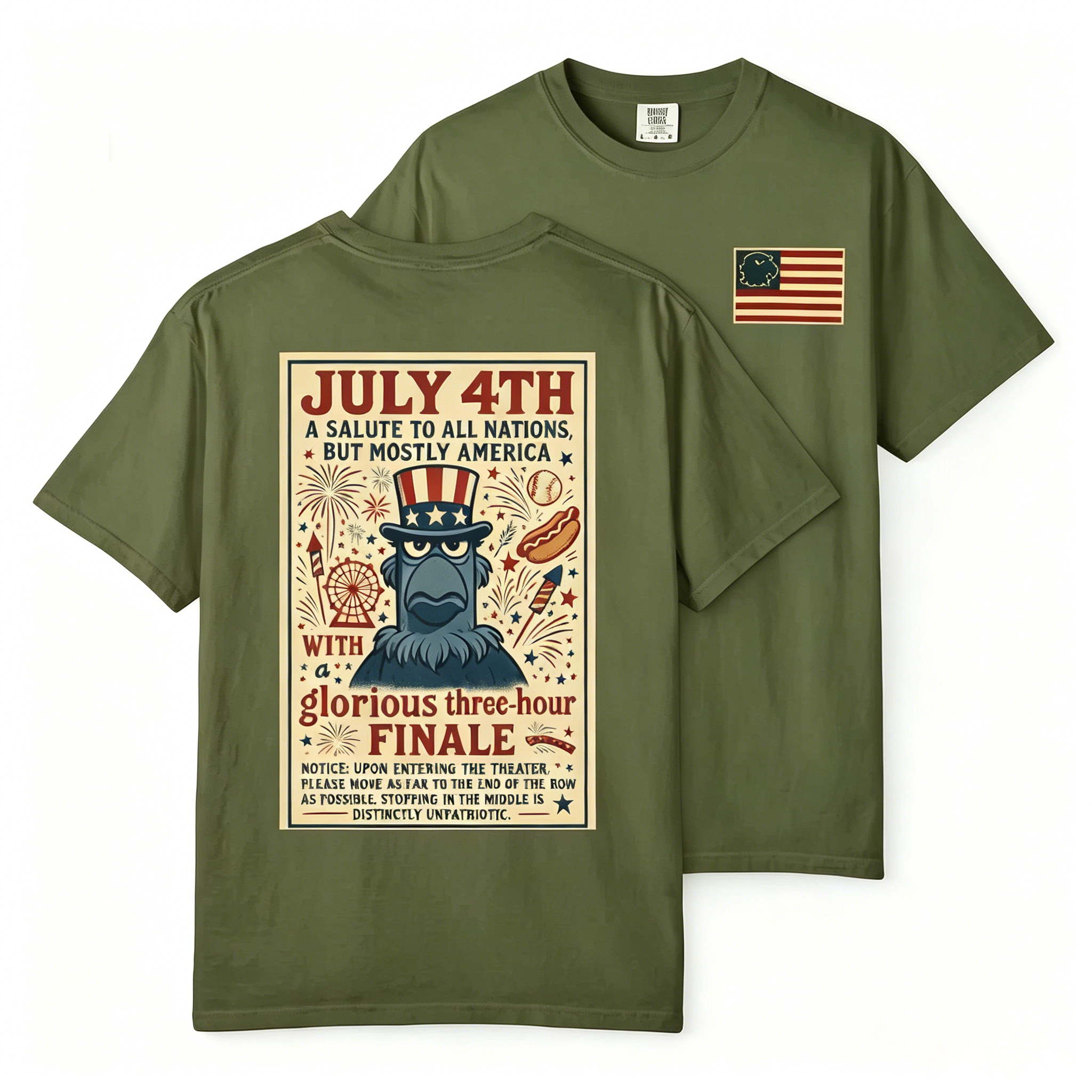 Unisex Patriotic Eagle July 4th Fireworks Celebration Casual Cotton Fabric T-Shirt