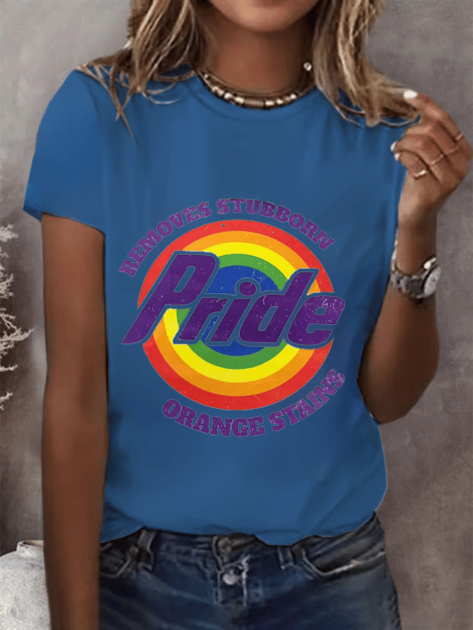 Women's Pride Rainbow Print Casual Crew Neck T-Shirt