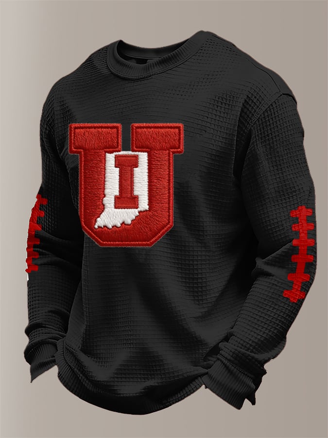 Men's Football waffle fabric long-sleeved T-shirt