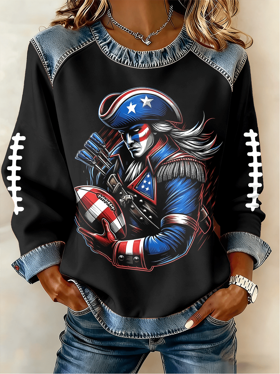 Women's Football Print Sweatshirt