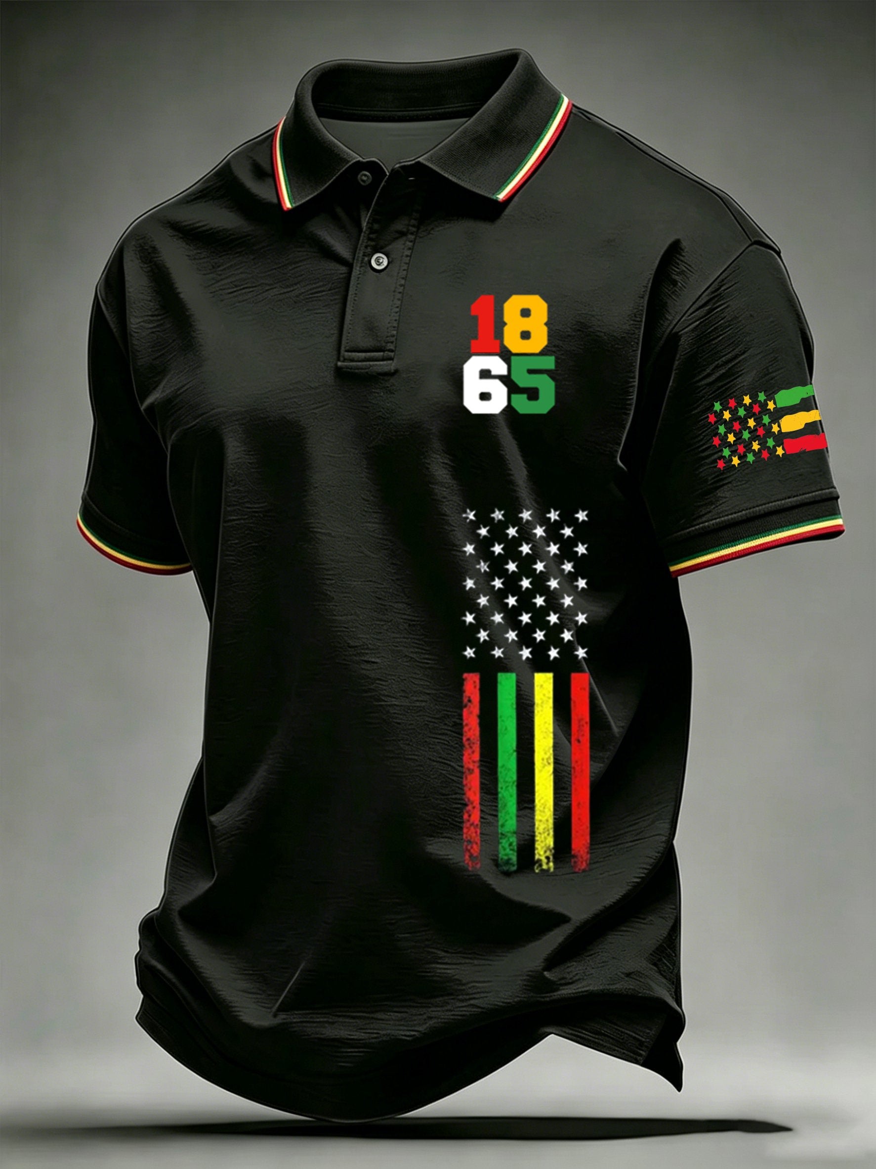 Men's Juneteenth Print Casual Polo Shirt