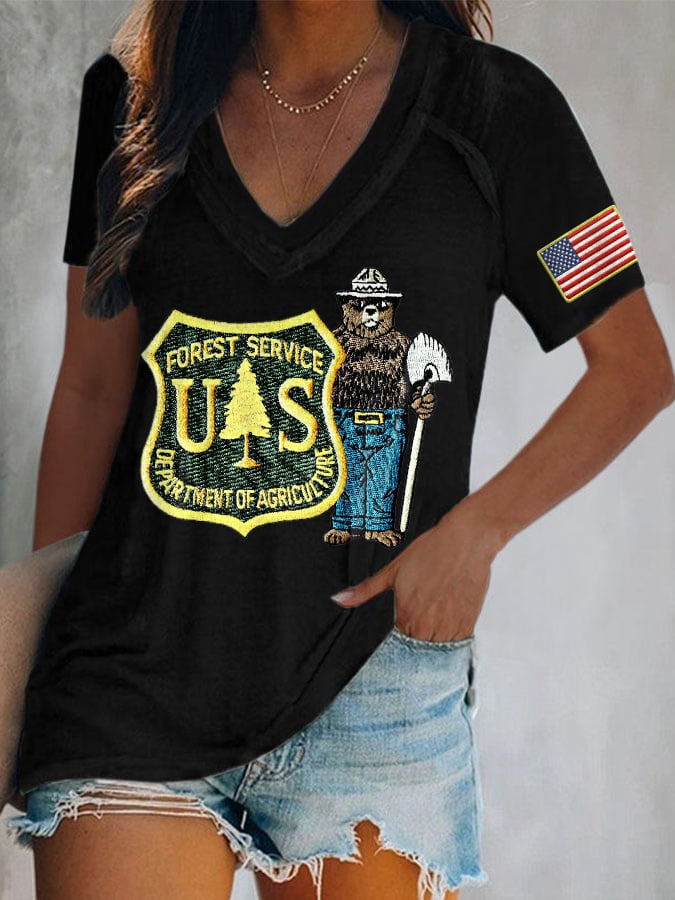 Retro Save The Forest Service Print T-Shirt